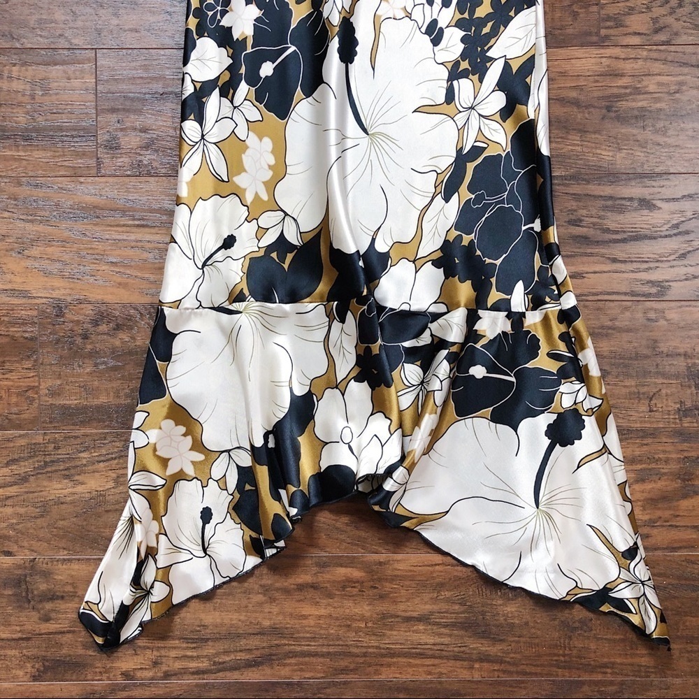 vintage • Y2K Forever 21 slip dress silky midi handkerchief hem bias floral - Picture 8 of 14